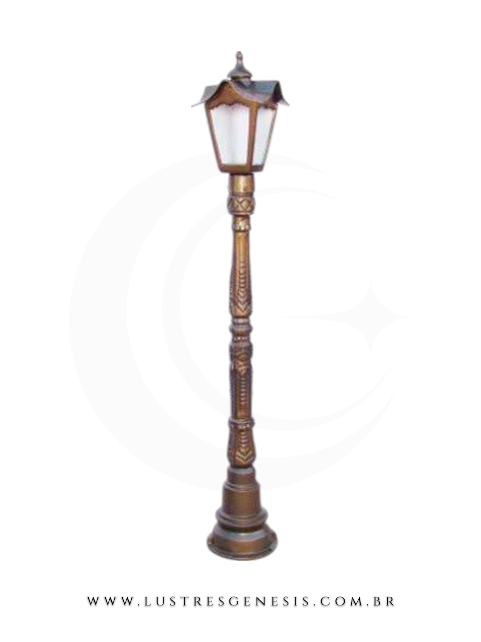 Poste de Ilumina&ccedil;&atilde;o externa Cl&aacute;ssico Retro 1,27m estrutura robusta em alum&iacute;nio fundido para jardim e fachada